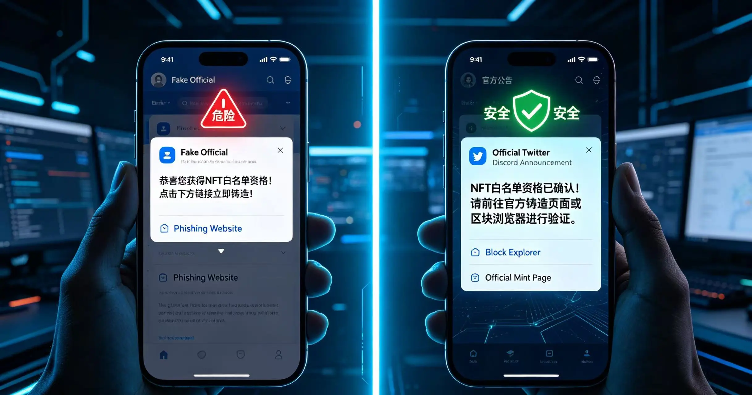 钓鱼攻击对比图 钓鱼攻击对比图